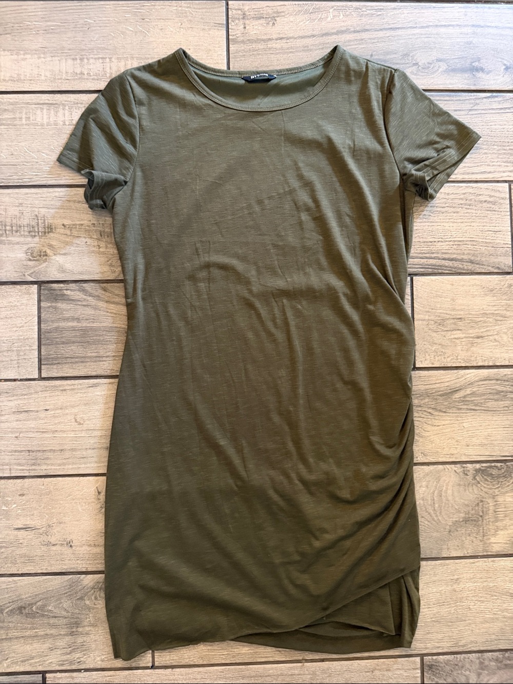 Casual Olive Green Short Sleeve Tunic Dress